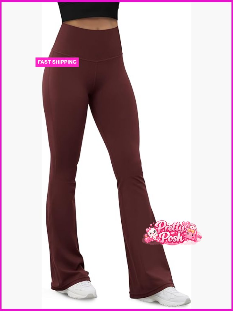 Flared Yoga Pants High Waist Tummy Control Bootcut Leggings With Inner Pocket